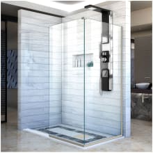 Linea Two Adjacent Frameless Shower Screens 34" and 30" W x 72" H, Open Entry Design