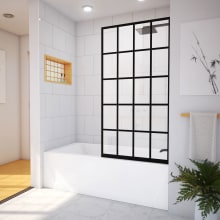 French Linea 58" High x 30" Wide Shower Screen Frameless Tub Door with Clear Glass