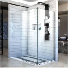 Linea Two Adjacent Frameless Shower Screens 30" and 34" W x 72" H, Open Entry Design