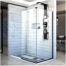 Linea Two Adjacent Frameless Shower Screens 30" and 34" W x 72" H, Open Entry Design