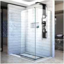 Linea Two Adjacent Frameless Shower Screens 34" W x 72" H each, Open Entry Design