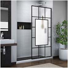 French Linea 72" High x 34" Wide Shower Screen Frameless Shower Door with Pattern Glass