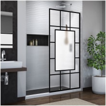 French Linea 72" High x 34" Wide Shower Screen Frameless Shower Door with Pattern Glass