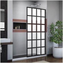 French Linea 72" High x 34" Wide Shower Screen Frameless Shower Door with Frosted Glass