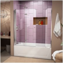 AquaFold 58" High x 60" Wide Pivot Frameless Tub Door with Clear Glass