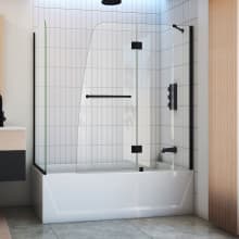 Aqua 56 - 60" W x 30" D x 58 " H Frameless Hinged Tub Door with 30 " Return Panel