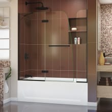 Aqua Ultra 58" High x 60" Wide Hinged Frameless Tub and Shower Screen with Tempered Glass