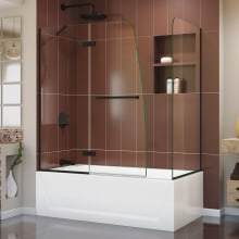 Aqua Ultra 58" High x 60" Wide Hinged Frameless Tub and Shower Screen with Tempered Glass