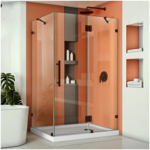 Quatra Lux 72" H x 46-5/16" W x 34-5/16" D Hinged Frameless Shower Enclosure with Clear Glass