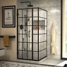 Unidoor Toulon 72" High x 33-7/8" Wide x 34-3/8" Deep Hinged Frameless Shower Enclosure with Clear Glass