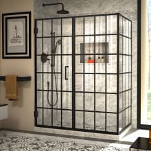 Unidoor Toulon 72" High x 57-7/8" Wide x 34-3/8" Deep Hinged Frameless Shower Enclosure with Clear Glass