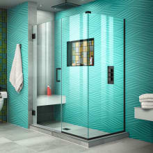 Unidoor Plus 72" High x 47" Wide x 30-3/8" Deep Hinged Frameless Shower Enclosure with Clear Glass