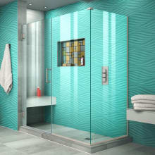 Unidoor Plus 72" High x 54" Wide x 30-3/8" Deep Hinged Frameless Shower Enclosure with Clear Glass