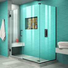 Unidoor Plus 72" High x 56" Wide x 30-3/8" Deep Hinged Frameless Shower Enclosure with Clear Glass