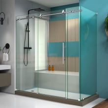 Enigma-X 76" H x 72-3/8" W x 34-1/2" D Sliding Frameless Shower Enclosure with Clear Glass