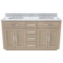 Dexterity 60" Free Standing Double Basin Vanity Set with Cabinet and Marble Vanity Top