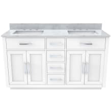 Dexterity 60" Free Standing Double Basin Vanity Set with Cabinet and Marble Vanity Top