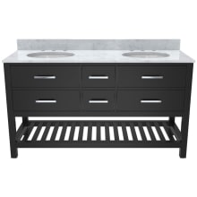 Valencia 60" Free Standing Double Basin Vanity Set with Cabinet and Marble Vanity Top