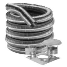 4" Inner Diameter - DuraFlexSS 304 Flexible Liner Chimney Pipe - Single Wall - 30' Basic Kit Includes Top Plate, Cap, Connector and Flex Length