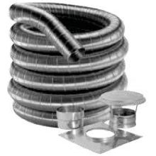 6" Inner Diameter - DuraFlexSS 316 Flexible Liner Chimney Pipe - Single Wall - 35' Basic Kit Includes Top Plate, Cap, Connector and Flex Length