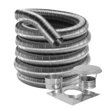 4" Inner Diameter - DuraFlexSS 304 Flexible Liner Chimney Pipe - Single Wall - 20' Basic Kit Includes Top Plate, Cap, Connector and Flex Length