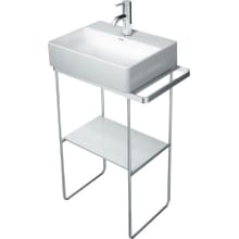 DuraSquare Floorstanding Metal Console with Reversible Towel Bar - Less Console Sink, Glass Insert and Faucet