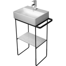 DuraSquare Floorstanding Metal Console with Reversible Towel Bar - Less Console Sink, Glass Insert and Faucet