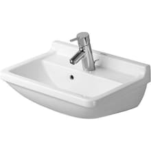 Starck 3 19-5/8" Rectangular Ceramic Wall Mounted Bathroom Sink with Overflow and 3 Faucet Holes at 8" Centers
