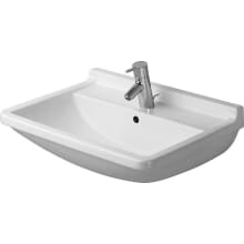 Starck 3 21-5/8" Rectangular Ceramic Wall Mounted Bathroom Sink with Overflow and 3 Faucet Holes at 8" Centers