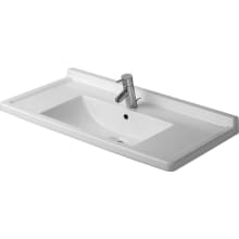 Starck 3 34" Ceramic Vanity Top with Backsplash and Single Faucet Hole