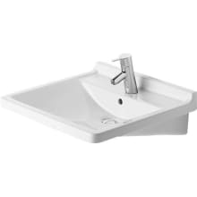 Starck 3 23-5/8" Rectangular Ceramic Wall Mounted Bathroom Sink with Overflow and 1 Faucet Holes