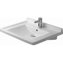 Starck 3 27-1/2" Rectangular Ceramic Wall Mounted Bathroom Sink with Overflow and 3 Faucet Holes at 8" Centers