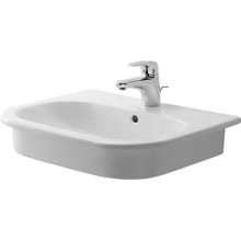 D-Code 21-1/2" Specialty Ceramic Drop In Bathroom Sink with Overflow and 1 Faucet Hole