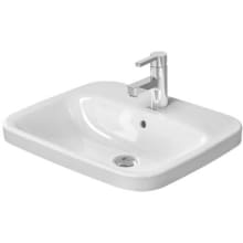 DuraStyle 22" Rectangular Ceramic Drop In Bathroom Sink with Overflow and 1 Faucet Hole