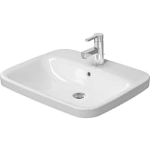 DuraStyle 24-1/4" Rectangular Ceramic Drop In Bathroom Sink with Overflow and 1 Faucet Hole