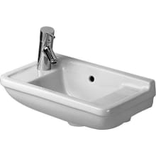 Starck 3 19-5/8" Rectangular Ceramic Wall Mounted Bathroom Sink with Overflow and 1 Faucet Hole on Left