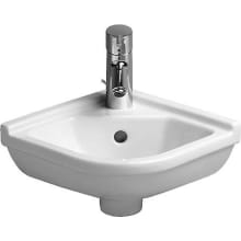 Starck 3 16-7/8" Specialty Ceramic Wall Mounted Bathroom Sink with Overflow and 1 Faucet Hole