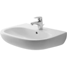 D-Code 21-5/8" Specialty Ceramic Wall Mounted Bathroom Sink with Overflow and 3 Faucet Holes at 8" Centers