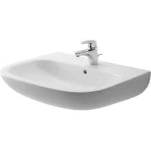 D-Code 25-1/2" Specialty Ceramic Wall Mounted Bathroom Sink with Overflow and 1 Faucet Hole