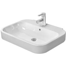 Happy D.2 23-5/8" Rectangular Ceramic Wall Mounted Bathroom Sink with Overflow and 3 Faucet Holes at 8" Centers