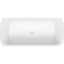 Qatego 71" Free Standing Solid Surface Soaking Tub with Center Drain, Drain Assembly, and Overflow