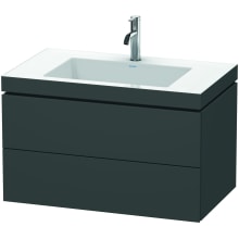 L-Cube 32" Wall Mounted Single Basin Vanity Set with Wood Cabinet and Ceramic Vanity Top