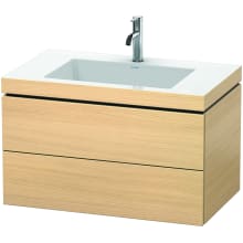 L-Cube 32" Wall Mounted Single Basin Vanity Set with Wood Cabinet and Ceramic Vanity Top