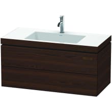 L-Cube 39" Wall Mounted Single Basin Vanity Set with Wood Cabinet and Ceramic Vanity Top