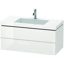 L-Cube 39" Wall Mounted Single Basin Vanity Set with Wood Cabinet and Ceramic Vanity Top