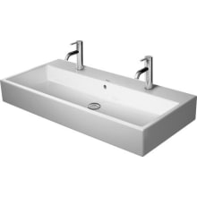 Vero Air 40" Rectangular Ceramic Wall-Mounted Bathroom Sink with Overflow and 2 Single Faucet Hole Stations