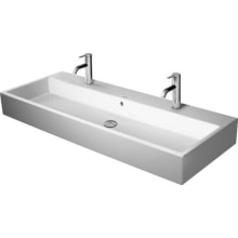Vero Air 47 1/4" Rectangular Ceramic Wall Mounted Bathroom Sink with 2 Faucet Holes at 8 7/8" Centers and 1 Overflow