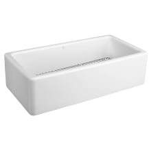 Hillside 36" Farmhouse Single Basin Fireclay Kitchen Sink with Basin Rack and Basket Strainer