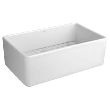 Hillside 30" Farmhouse Single Basin Fireclay Kitchen Sink with Basin Rack and Basket Strainer