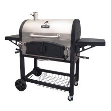 Dual Chamber Charcoal BBQ Grill with Adjustable Charcoal Trays and Easy Access Charcoal Doors, 816 Square Inches of Cooking Space